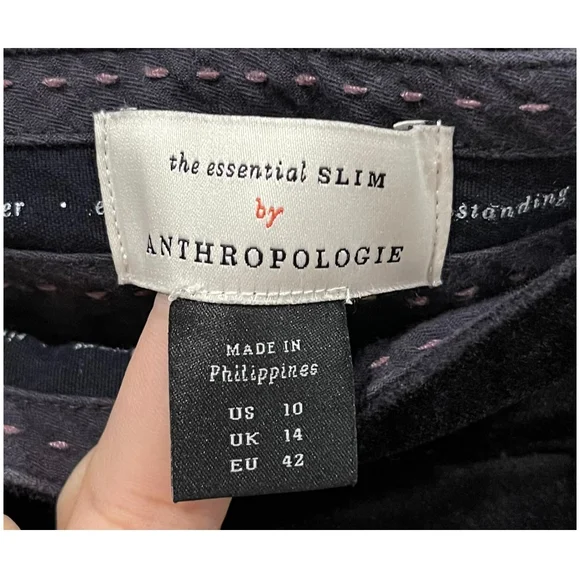 BY ANTHROPOLOGIE Black Velvet Slim Trousers - Picture 4 of 6